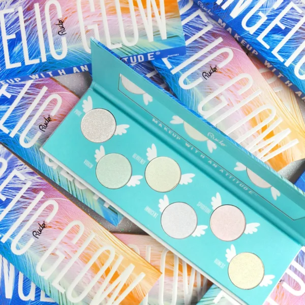 rude angelic glow highlighter + eyeshadow palette
