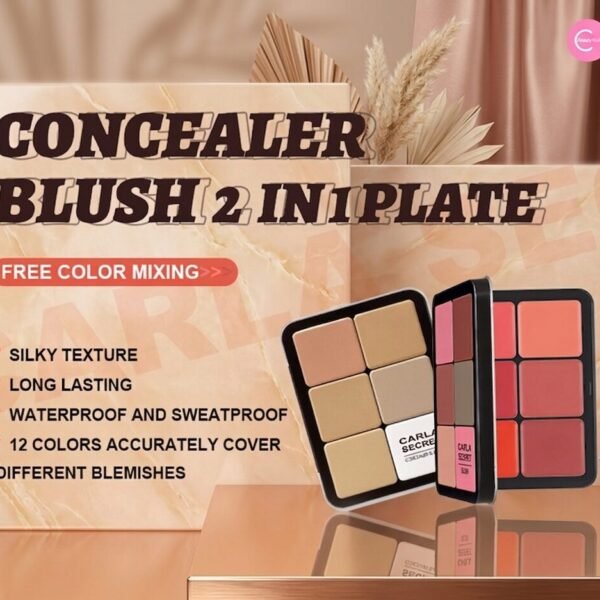 2 in 1 concealer & blush makeup palette – full coverage & blendable shades
