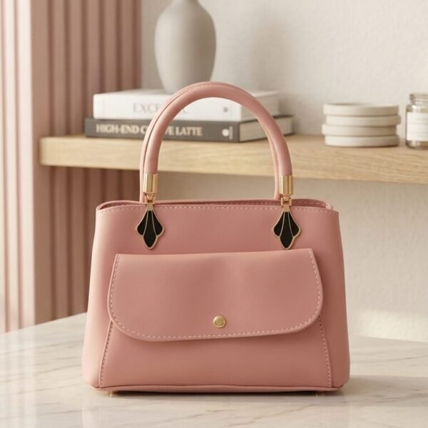 elegant structured top handle satchel – vintage inspired crossbody handbag with gold tone hardware