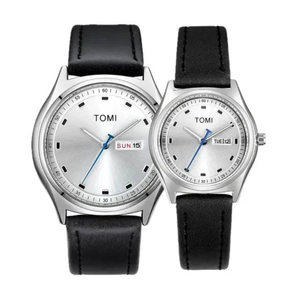 tomi t 030 couple wrist watch – stylish casual leather timepiece for men & women