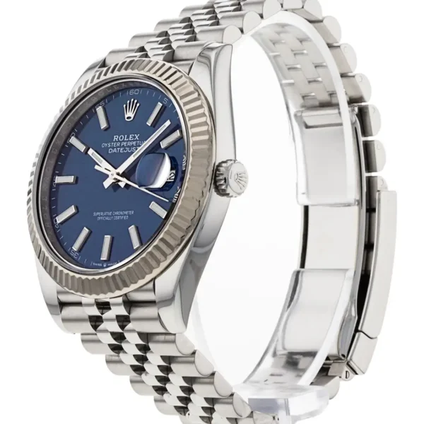 rolex datejust 41 blue dial men’s watch – 126334 stainless steel with fluted bezel & jubilee bracelet