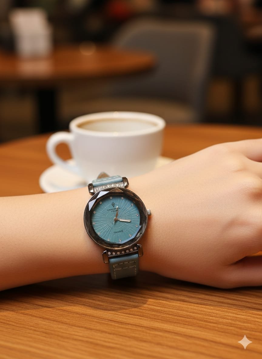 luxury crystal time women’s fashion watch – teal dial with faceted diamond cut glass & faux leather strap luxury crystal time women’s fashion watch – teal dial with faceted diamond cut glass & faux leather strap