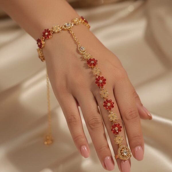 red & golden hath phool – bridal & traditional hand jewelry
