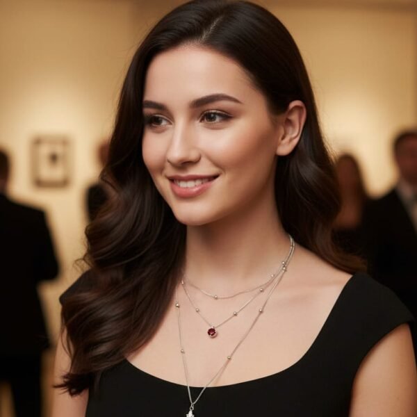 rose blossom halo necklace – elegant circular crystal pendant in 14k gold finish