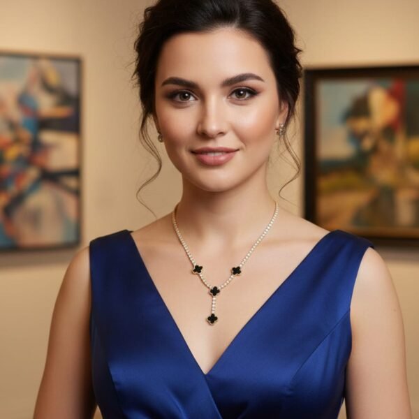 elegant black clover tennis necklace – gold plated luxury zirconia chain