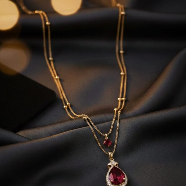 rose blossom halo necklace – elegant circular crystal pendant in 14k gold finish