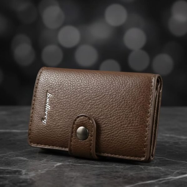 premium genuine leather men’s wallet with button closure