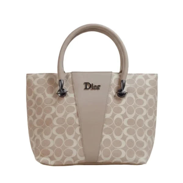 luxury two tone top handle bag – cream & tan crossbody purse with gold monogram logo