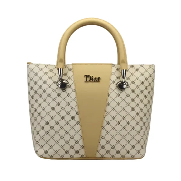 luxury two tone top handle bag – cream & tan crossbody purse with gold monogram logo