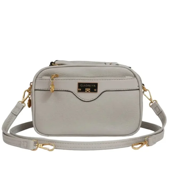 qiaofeiya premium pebbled leather multi zipper handbag