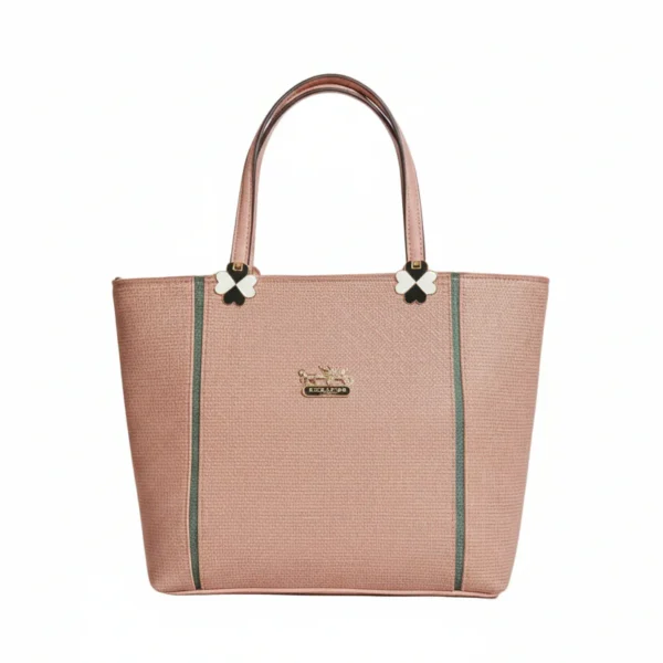 luxury two tone top handle bag – cream & tan crossbody purse with gold monogram logo