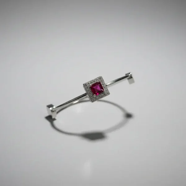 elegant square ruby style jewelry set – necklace, stud earrings & bracelet