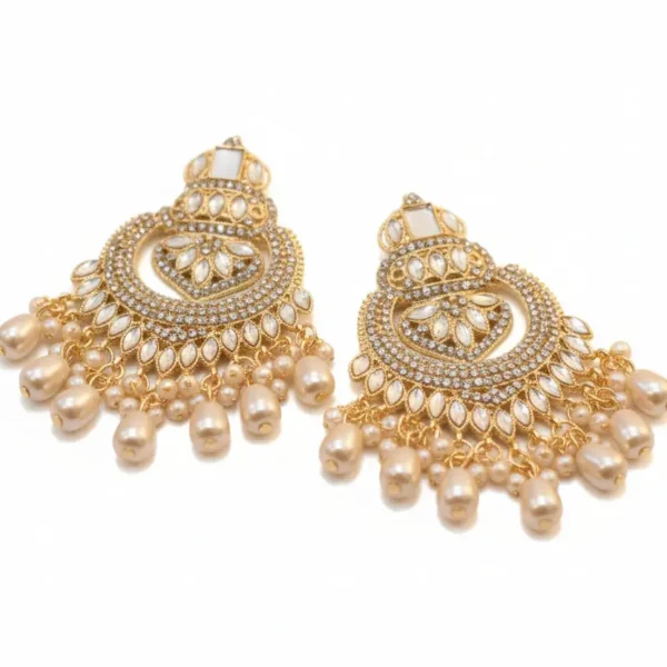 half white kashees style jhumke earrings – bridal & party wear