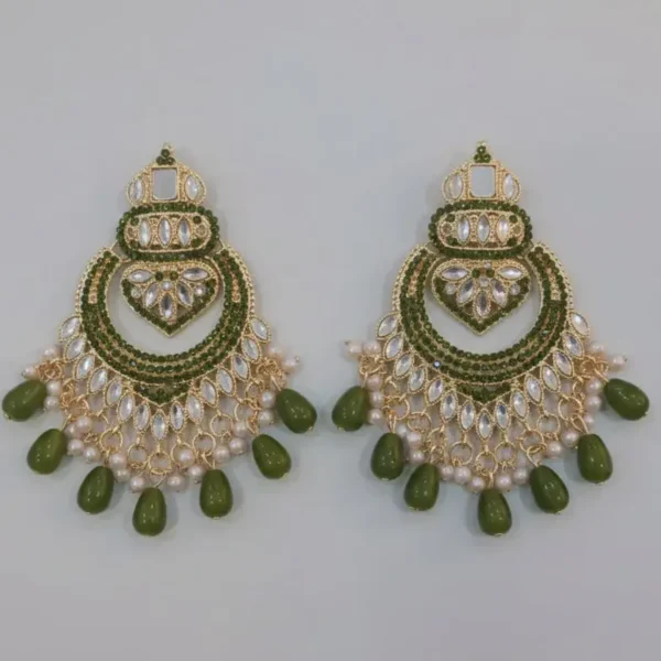 mehndi green kashees style jhumke earrings – traditional party & bridal wear