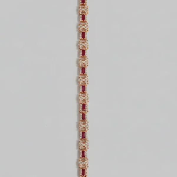 luxury gold tone tennis bracelet – ruby red & clear crystal links