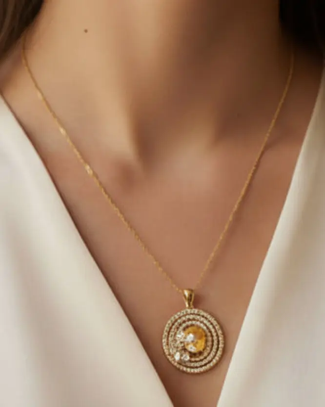 rose blossom halo necklace – elegant circular crystal pendant in 14k gold finish rose blossom halo necklace – elegant circular crystal pendant in 14k gold finish