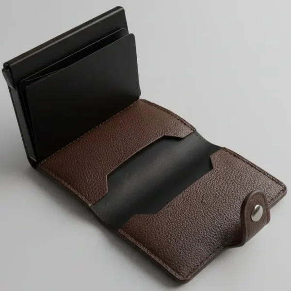 premium genuine leather men’s wallet with button closure
