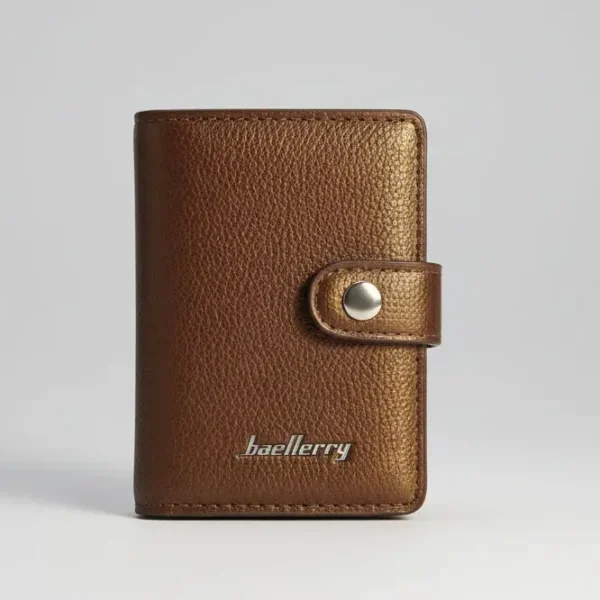 premium genuine leather men’s wallet with button closure