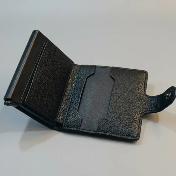 premium genuine leather men’s wallet with button closure
