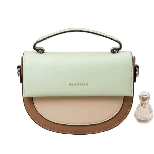 chic color block half moon saddle bag – mint & neutral earth tones top handle crossbody