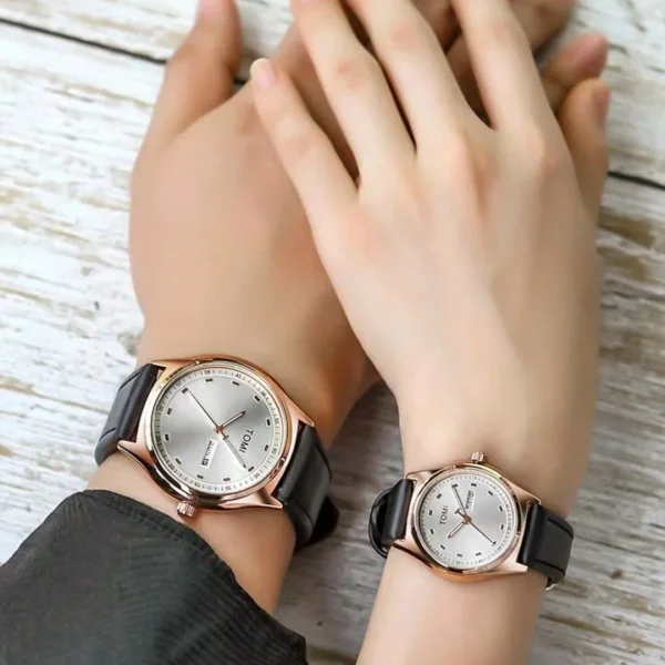 tomi t 030 couple wrist watch – stylish casual leather timepiece for men & women