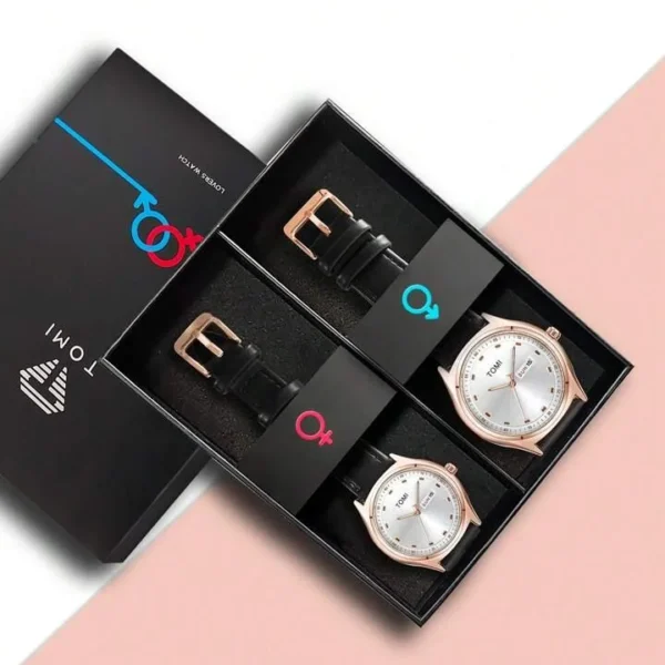 tomi t 030 couple wrist watch – stylish casual leather timepiece for men & women